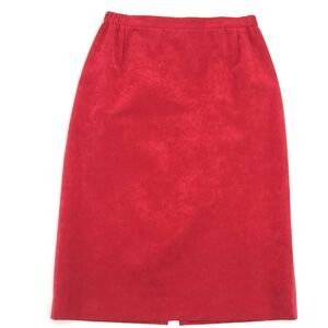 Vintage Lilli Ann Collection Pencil Skirt Faux Suede Leather Knee Length 80s 70s